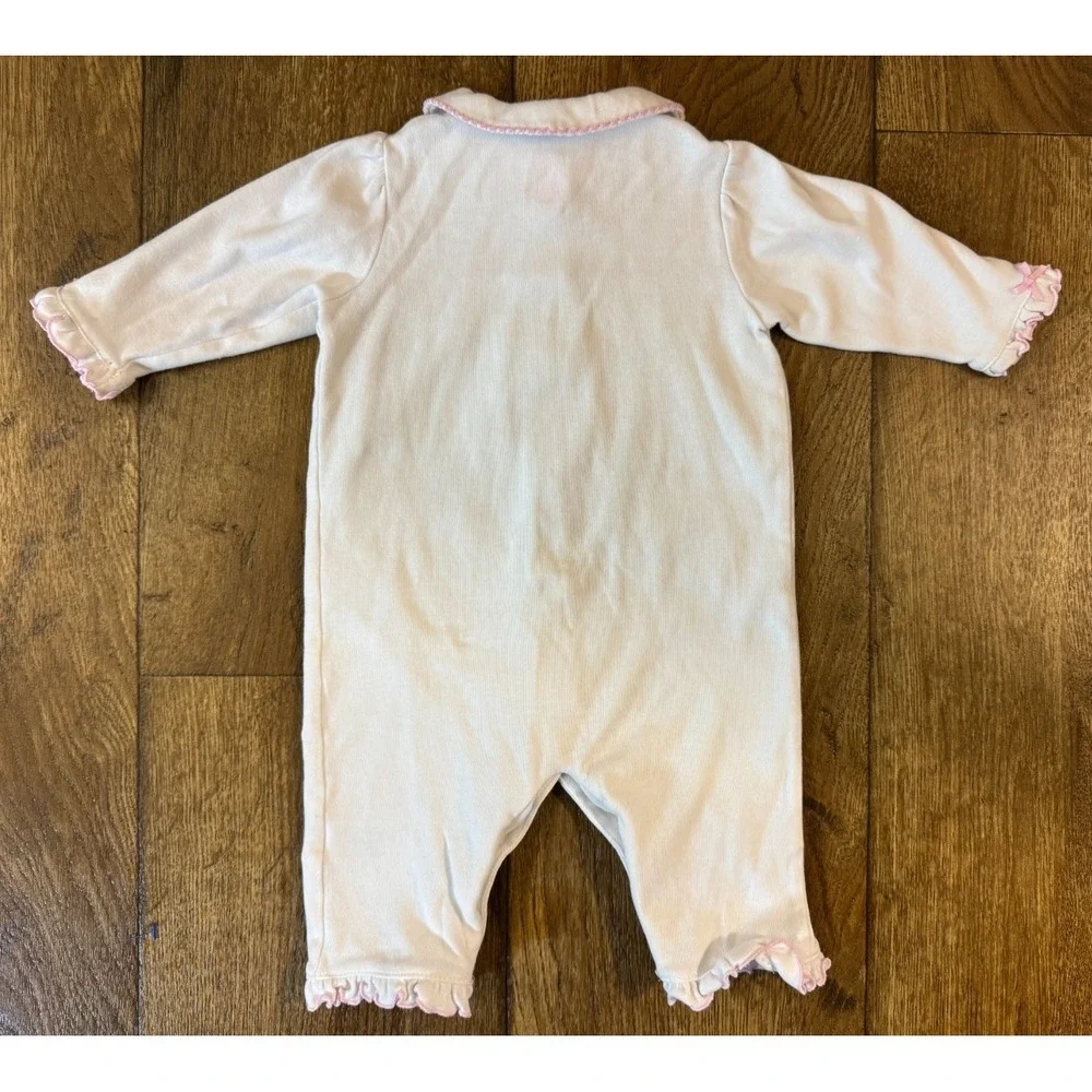 Vintage Carters Baby Girls 6 Months Romper Embroidered Fruit Pleats Round Collar